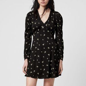 all saints black wrap dress AllSaints Black Tropical Floral Wrap Maxi Dress SEOUL SOURCE FASHION